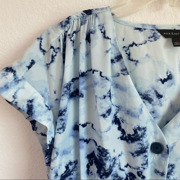 NWT Rock & Republic Dress L Blue White Tie Die - Picture 4 of 11